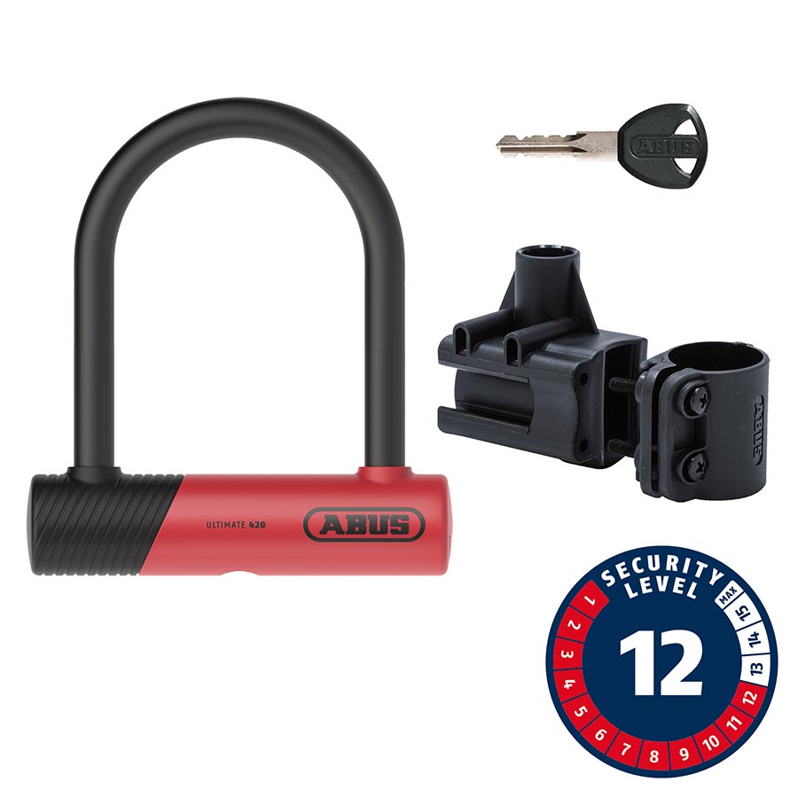 Lucchetto Bici ABUS Ultimate 420 - U-Lock, Livello Sicurezza 12, Nero, Con Staffa