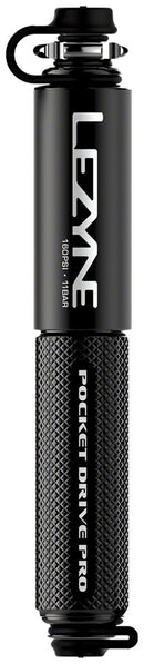 Lezyne Pocket Drive Pro Mini Pump - Aluminium 160psi Presta/Schrader With Mount BLK