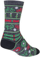 SockGuy Wool Ride Merry Crew Socks - 6" Gray/Red/Green Large/X-Large