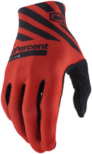 100% Celium Gloves - Racer Red Full Finger Men's Medium