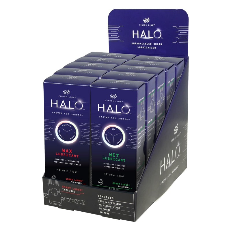 Finish line Halo Wet Lubricant 4 oz Squeeze Bottle 10 Bottle Display Pack Wet