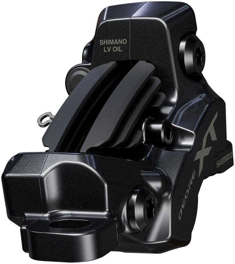 Shimano Deore XT BR-M8220 Disc Brake BL-M8200 Lever - Right/Rear Post Mount 4-Piston Caliper SM-BH90-SBM Hose Fin Metal Pads BLK