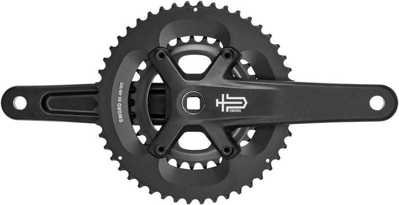 microSHIFT Sword BLK 2x Crankset - 172.mm 9-Speed 48/31t 110/80 Asym BCD JIS Square Taper Spindle Interface BLK
