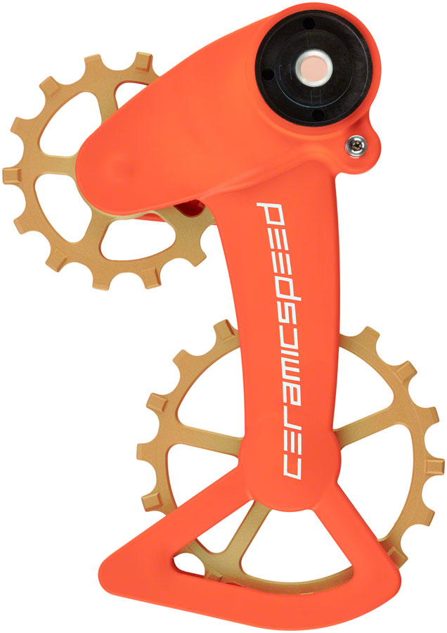 CeramicSpeed OSPW X  Pulley Wheel System SRAM Eagle AXS - Coated Races Alloy Pulley Carbon Cage Orange/Bronze Cerakote
