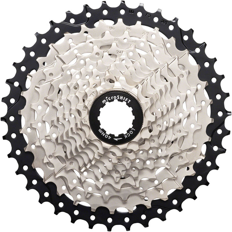 microSHIFT Sword Cassette - 10 Speed 11-38t Full Steel Construction Satin Nickel