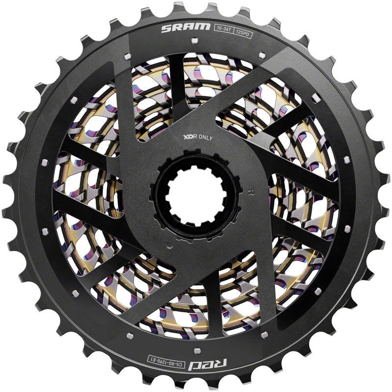 SRAM RED XG-1290 Cassette - 12-Speed 10-36t For XDR Driver Body Rainbow E1