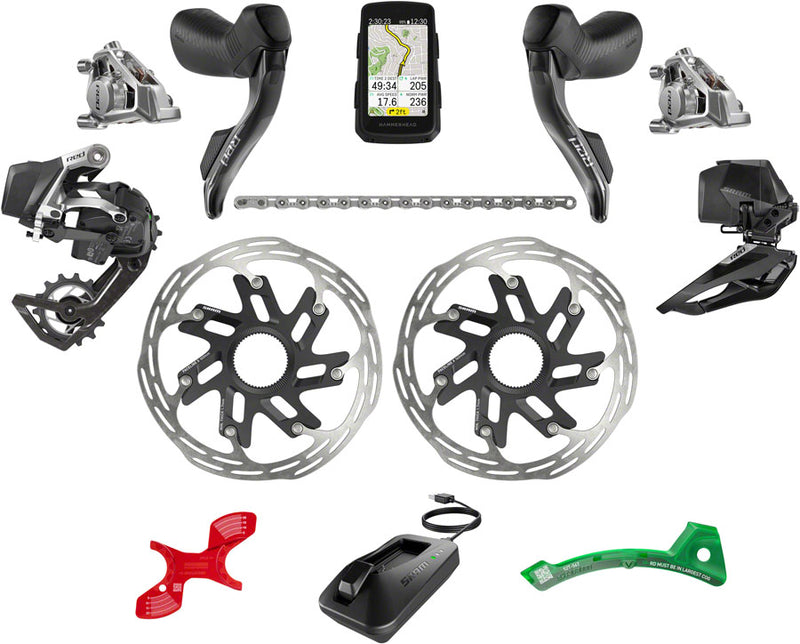 SRAM Red eTap AXS Road Groupset - 2x12-Speed HRD Shift/Brake Levers FM Calipers CL Rotors Chain F/R Derailleurs Hammerhead Karoo E1