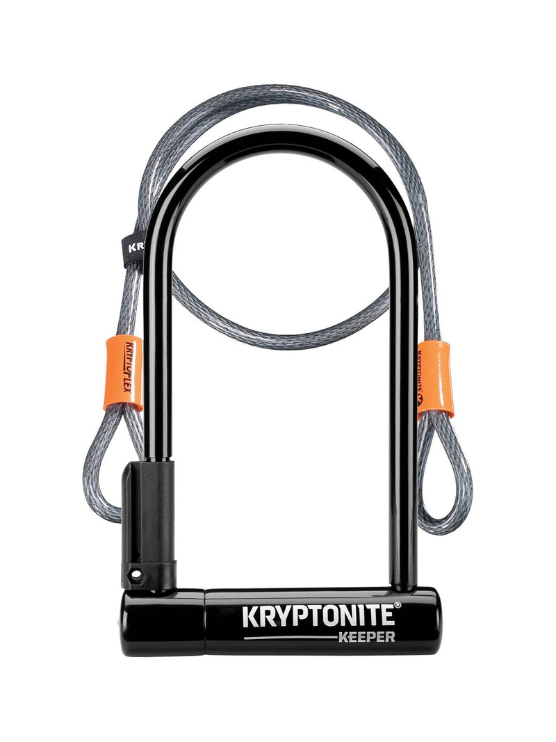 Kryptonite Keeper U-Lock - 4 x 8" Keyed Black Includes 4 cable and bracket