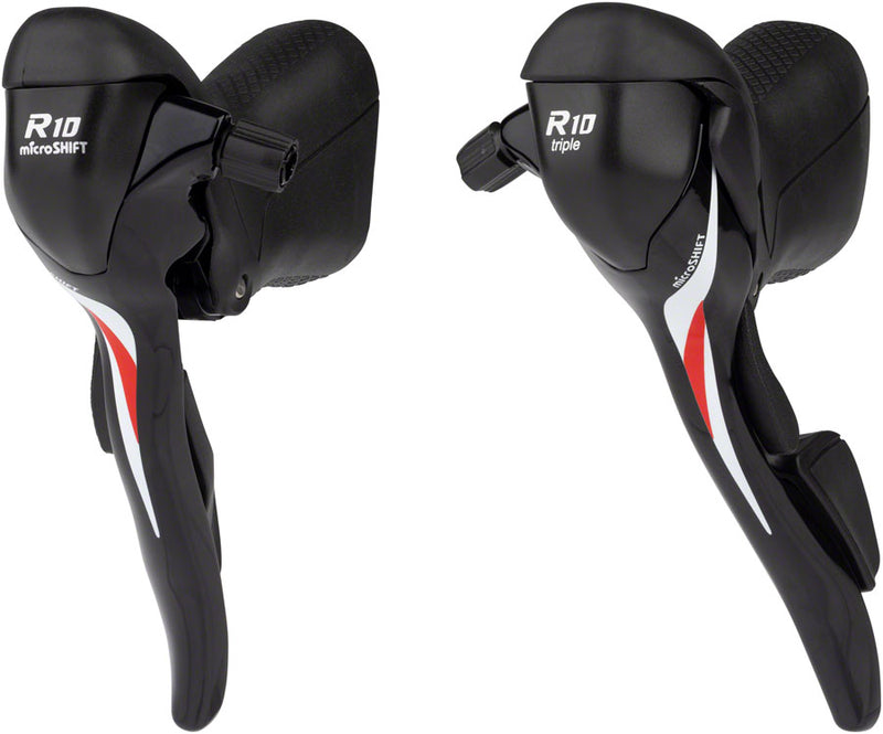 microSHIFT R10 Drop Bar Shift Lever Set - 3 x 10-Speed Shimano Compatible BLK