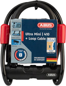 Abus Ultra 410 U-Lock - 3.9 x 5.5" Keyed Black Includes Cobra cable