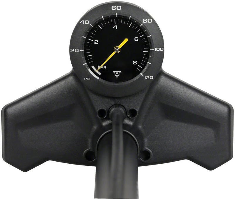 Topeak Joeblow Urban Ex Floor Pump - Steel Barrel / Plastic Base  3.5" Base Mount Gauge 120 Psi /8 Bar Smarthead BLK/Sand