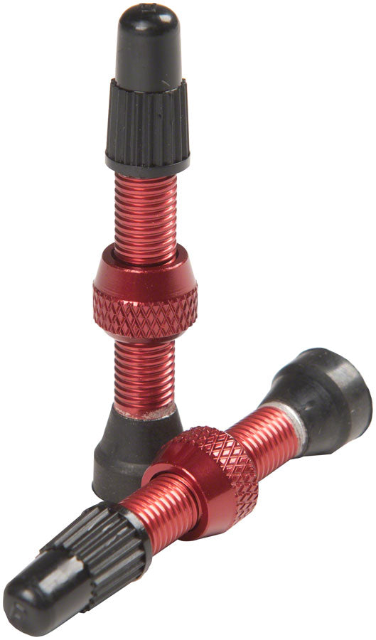 Stans Alloy Valve Stems - 35mm Pair Red