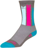 SockGuy Crew Felines Socks - 6" Gray/Pink/Teal Large/X-Large