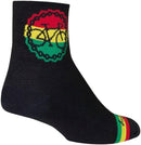 SockGuy Classic Rasta Ride Socks - 3" Black/Rasta Large/X-Large