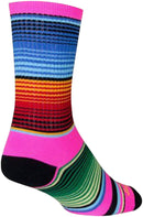SockGuy Crew Siesta Socks - 6" Pink/Multi-Color Small/Medium