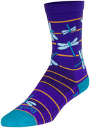 SockGuy Dragonflies Crew Socks - 6" Purple/Blue/Orange Small/Medium