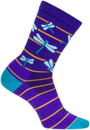 SockGuy Dragonflies Crew Socks - 6" Purple/Blue/Orange Large/X-Large