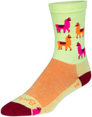 SockGuy Mo' Llamas Crew Socks - 6" Green/Pink/Orange Small/Medium