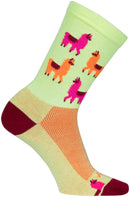 SockGuy Mo' Llamas Crew Socks - 6" Green/Pink/Orange Small/Medium