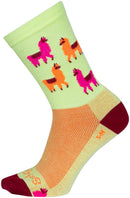SockGuy Mo' Llamas Crew Socks - 6" Green/Pink/Orange Large/X-Large