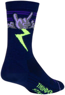 SockGuy Thunder Crew Socks - 6" Navy/Purple/Green Large/X-Large