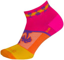 SockGuy Tropical Classic Low Socks - 1" Pink/YLW/Orange Women's Small/Medium