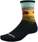 Swiftwick Vision Impression National Park Crew Socks - 6" YLWstAnkle Bison XL