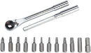 Prestacycle T-Handle Ratchet Deluxe 3-Way Ratchet T-Handle Tool Kit 12 Piece Bit Set