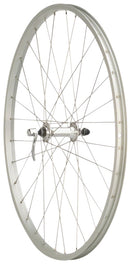 Quality Wheels Value Single Wall Series Front Wheel - 26" QR x 100mm Rim Brake Silver Clincher 36H