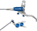 Hope EVO GR4 Disc Brake Lever Set - Left Hand Post Mount 4-Piston Braided Hydraulic Hose Silver/Blue