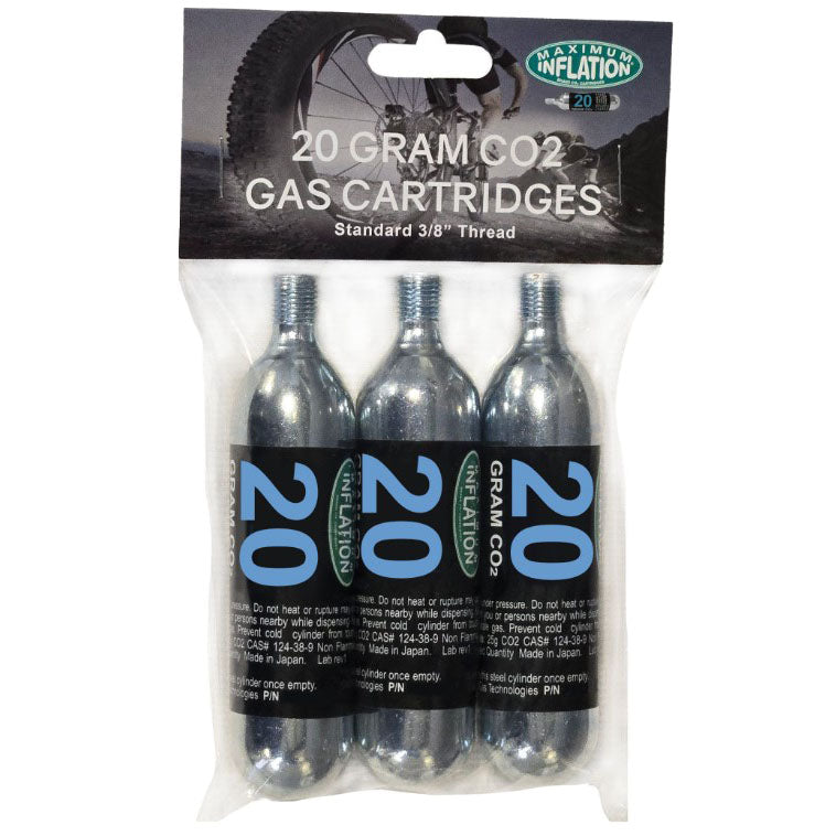 Maximum Inflation CO2 Cartridges 3/8" threaded 20g - 3 Pack