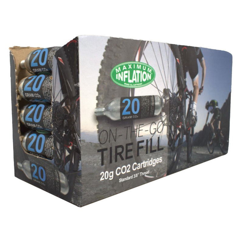 Maximum Inflation CO2 Cartridges 3/8" threaded 20g - 50 Pack