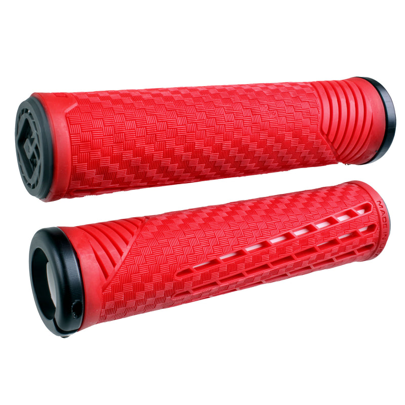 ODI CF Grips - Lock-On Red/White