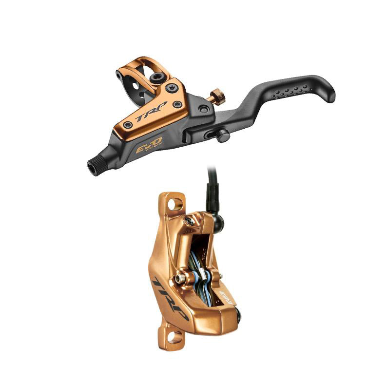 TRP EVO Pro HD-M9040 Disc Brake Lever - Right/Front Rear 1900mm Hose Post Mount 4-Piston Gold