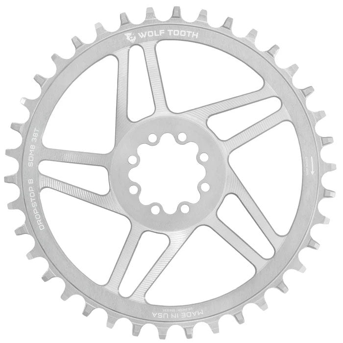 Wolf Tooth Components 8-Bolt Road/Gravel Chainring (Flat Top) 38T Silver