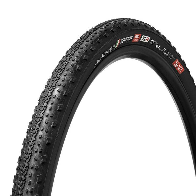 Challenge GETAWAY Pro TLR Gravel Tire 700x40C Folding Tubeless Ready Natural SuperPoly PPS 260TPI Black