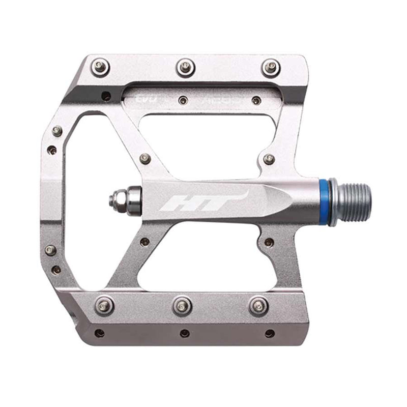 HT Components AE05 EVO+ Platform Pedals Body: Aluminum Spindle: Cr-Mo 9/16'' Grey Pair