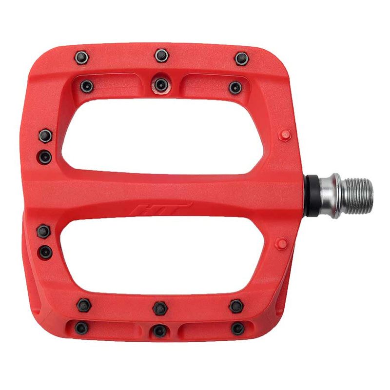 HT Components PA03A Nano P Platform Pedals Body: Nylon Spindle: Cr-Mo 9/16 Red Pair