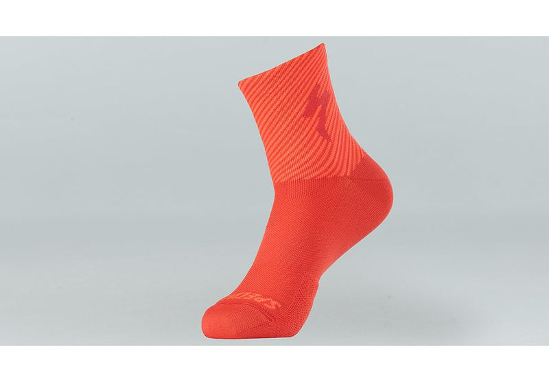 Specialized soft air mid sock flo red/rocket red stripe l