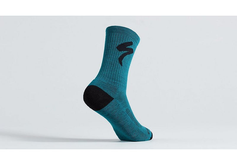 Specialized merino midweight tall logo sock tropical teal m