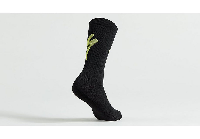 Specialized techno mtb tall logo sock black/hyper green l