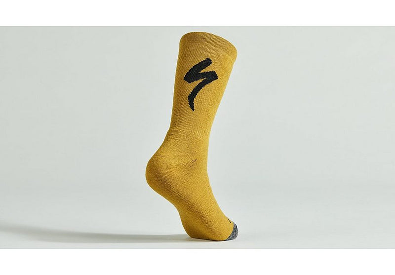 Specialized merino deep winter tall logo sock harvest gold s