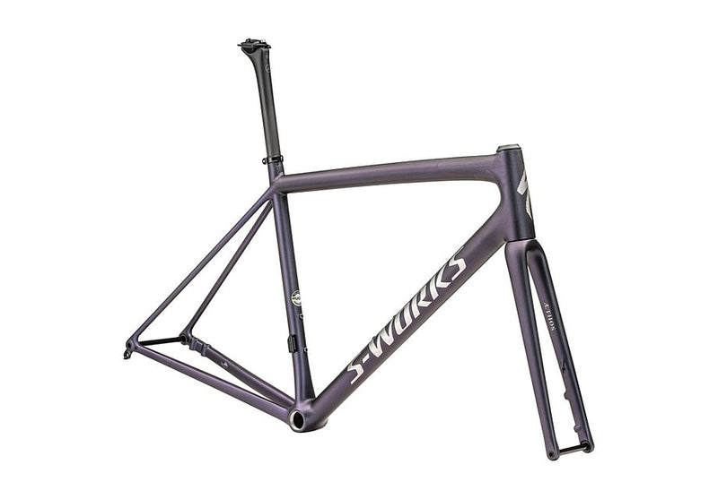 Specialized aethos S-Works frmset satin 25% violet ghost pearl over carbon / brushed chrome 52