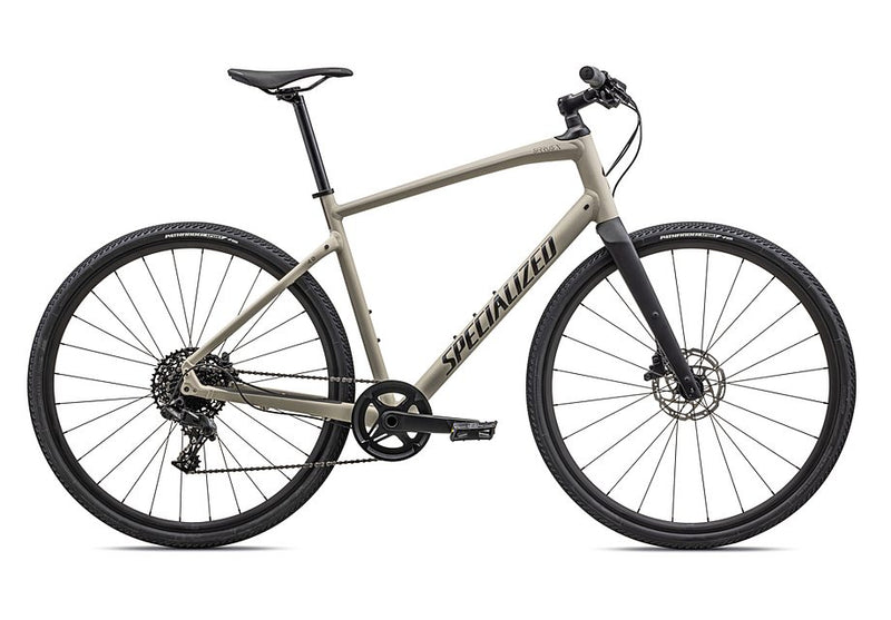 2023 Specialized sirrus x 4.0 bike gloss white mountains / taupe / satin black reflective xs