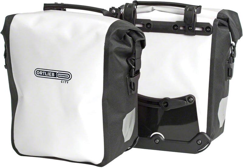 Ortlieb Front-Roller City Front Pannier: Pair~ White/Black