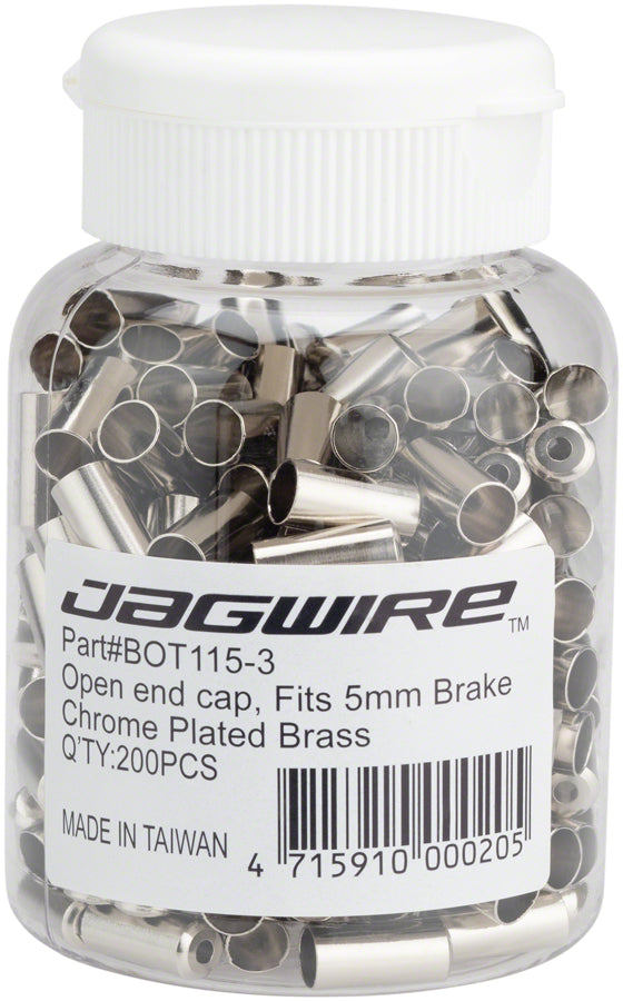 Jagwire 5mm Open End Caps Bottle of 200 Chrome Plated