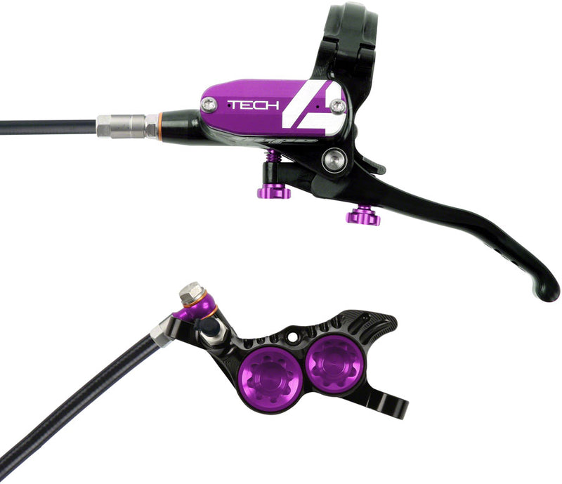 Hope Tech 4 V4 Disc Brake and Lever Set - Front Hydraulic Post Mount Purple