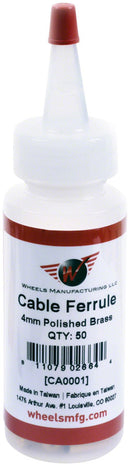 Wheels Manufacturing Cable Housing Ferrule - Brass 4mm Bottle of 50