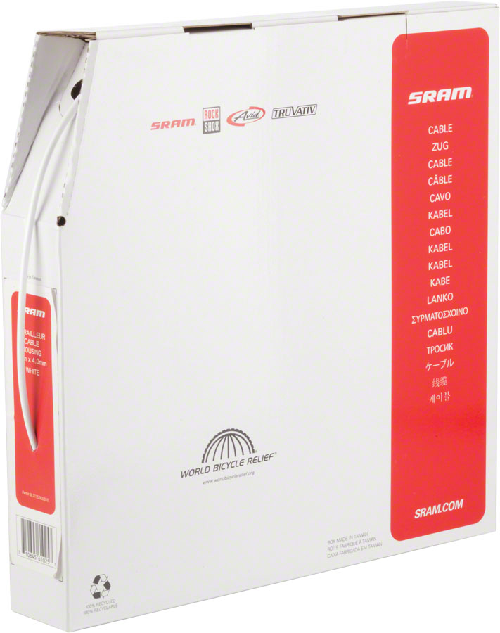 SRAM 4mm Derailleur Cable Housing White 30 Meter Filebox