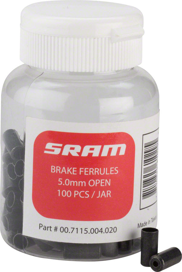 SRAM 5mm Brake Cable Housing Ferrules Black 100-count Jar
